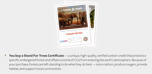 Stand for Trees How it Works You Buy a Stand for Trees Certificate, offsetting a 'tonne' of CO2, allowing forest to stand