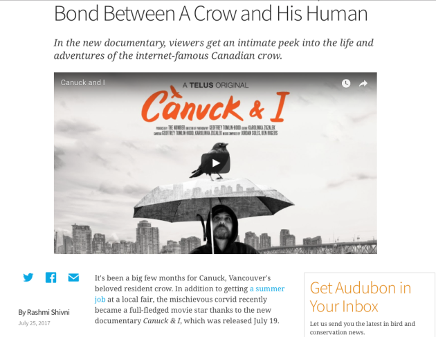 Canuck and I, Bond between Crow and Human, Audubon