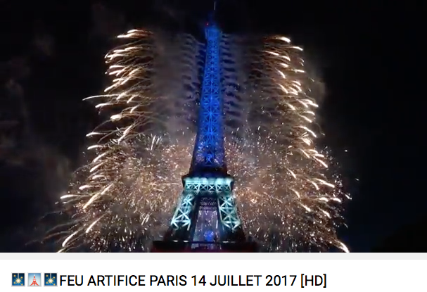Paris Tour Eiffel Feu D'Artifice Fire Works 2017 with actual sound